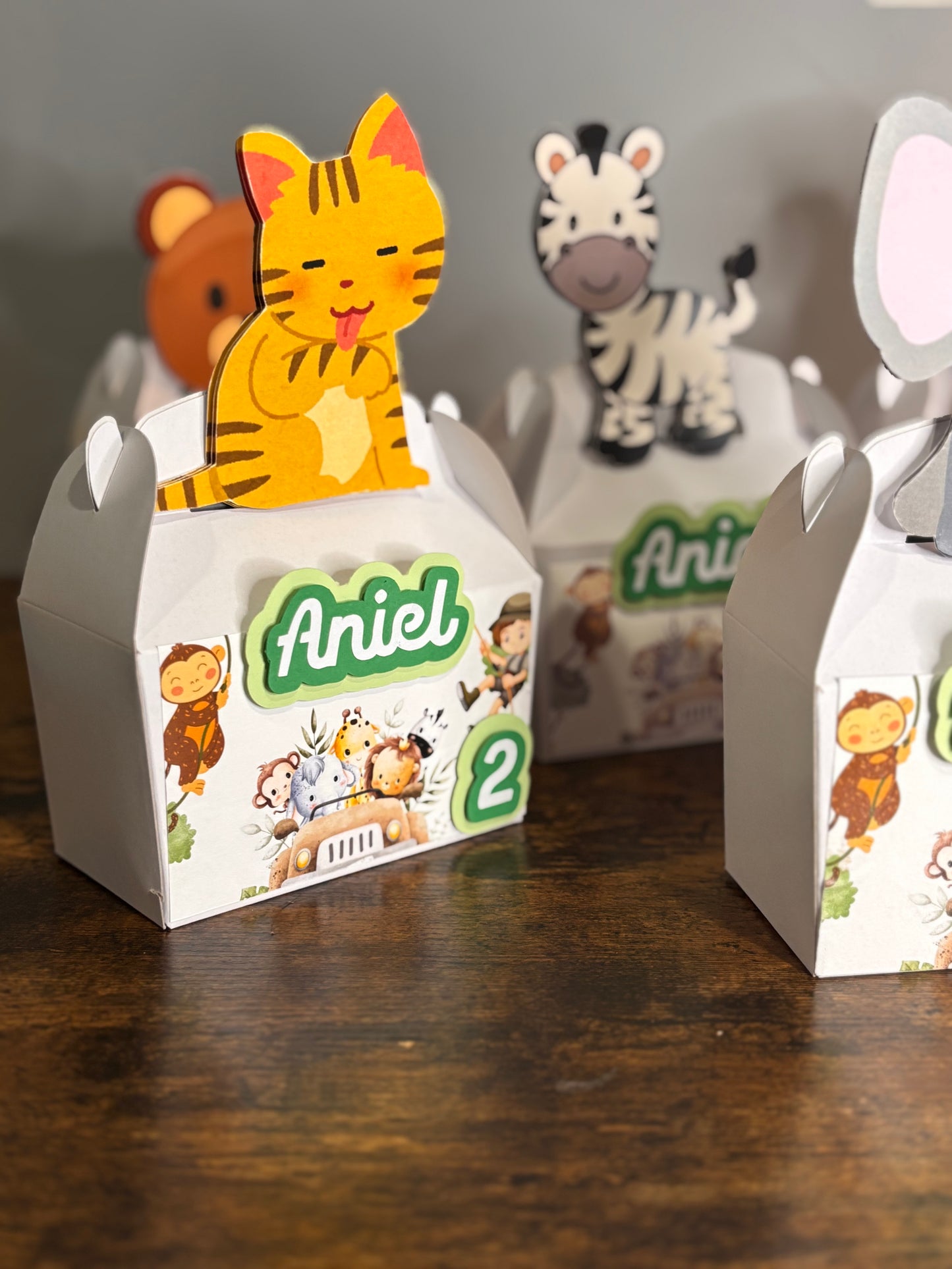 Cajas de dulce temática safari