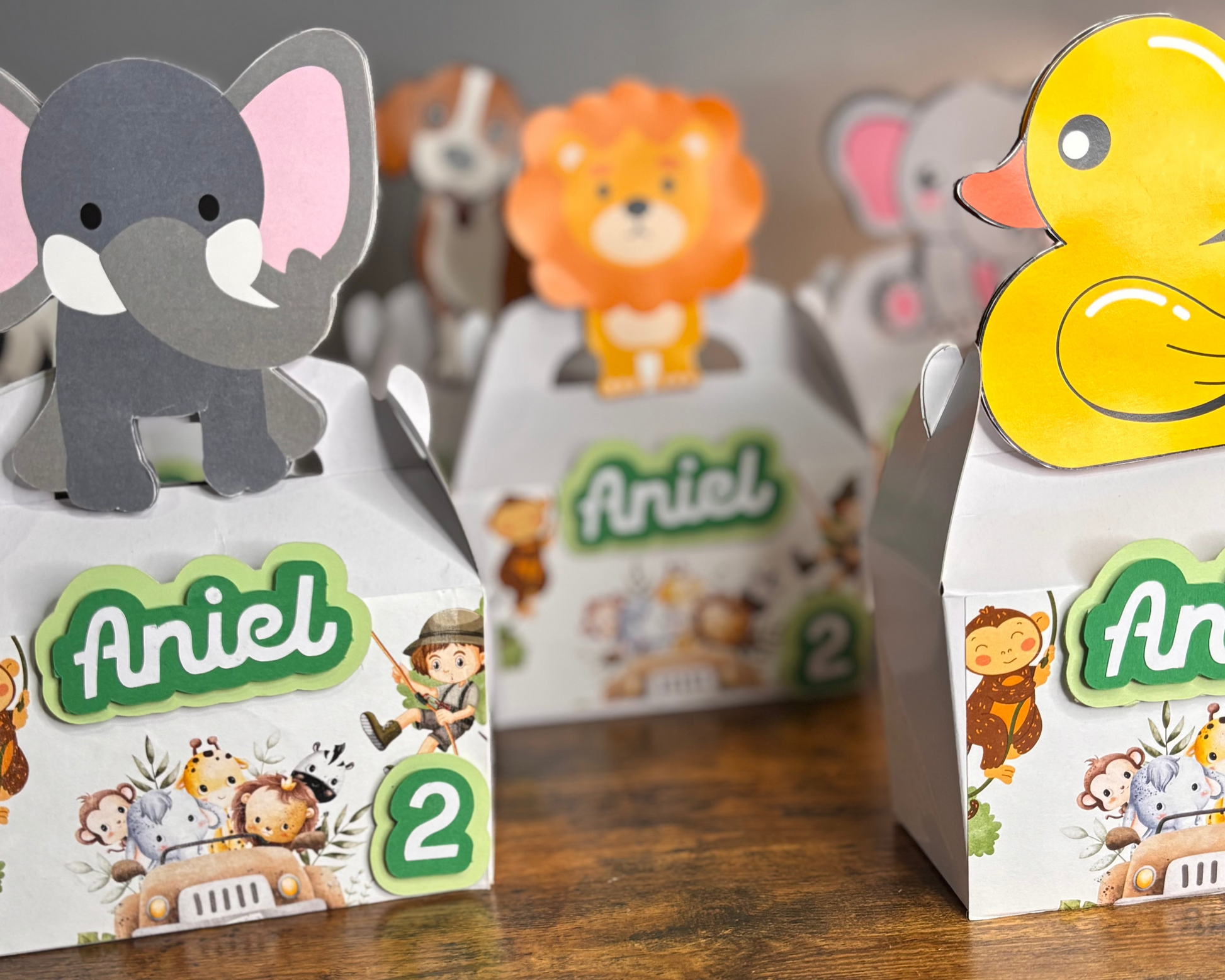 Cajas de dulce temática safari