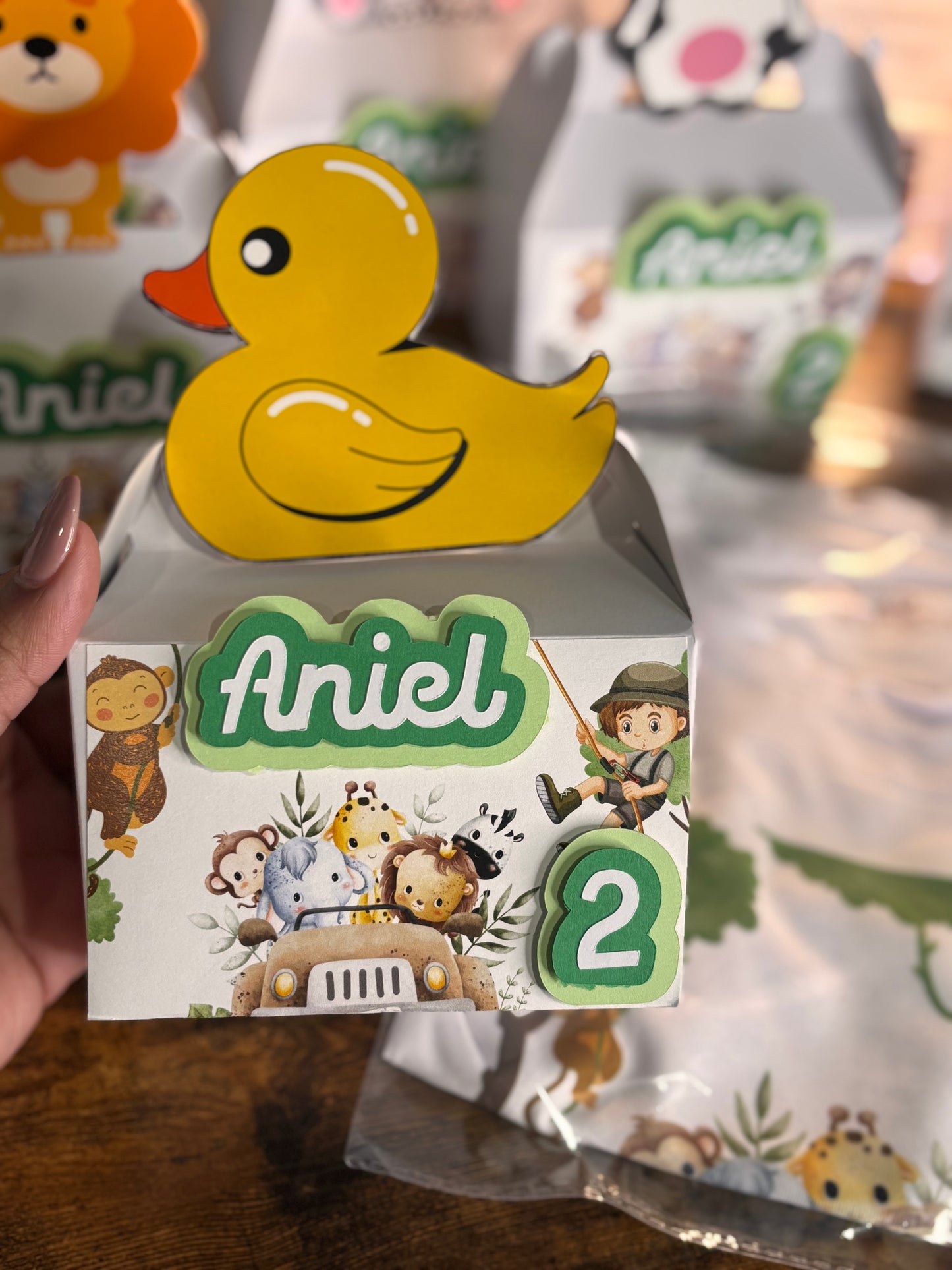 Cajas de dulce temática safari