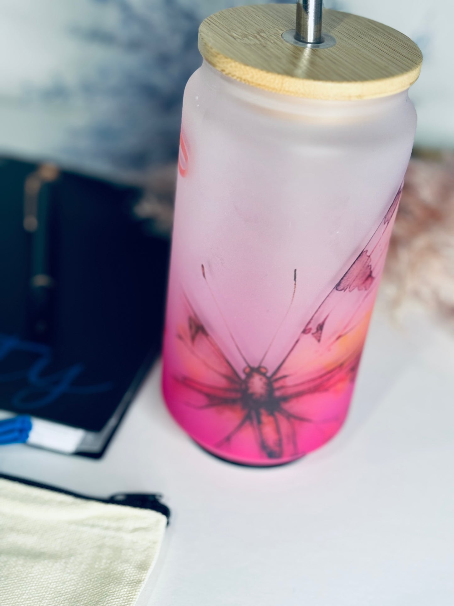 Butterfly Frosted Glass