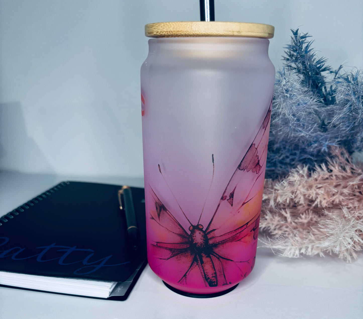 Butterfly Frosted Glass