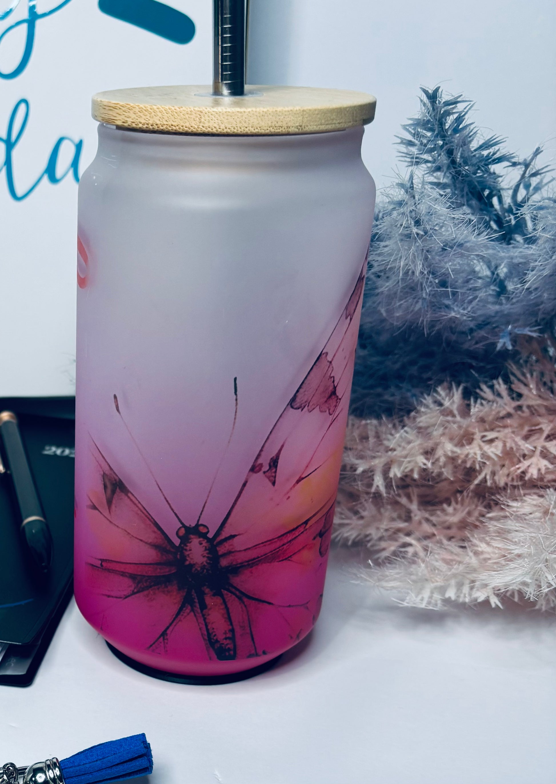 Butterfly Frosted Glass