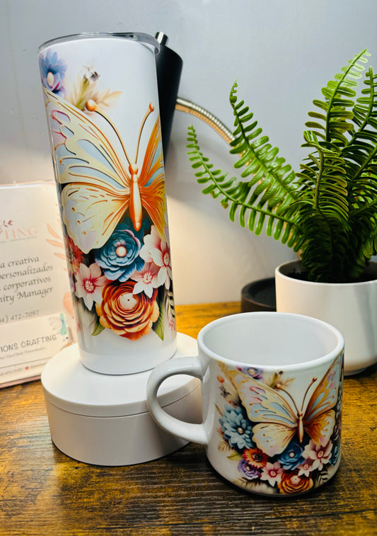 White Mariposa Tumblers