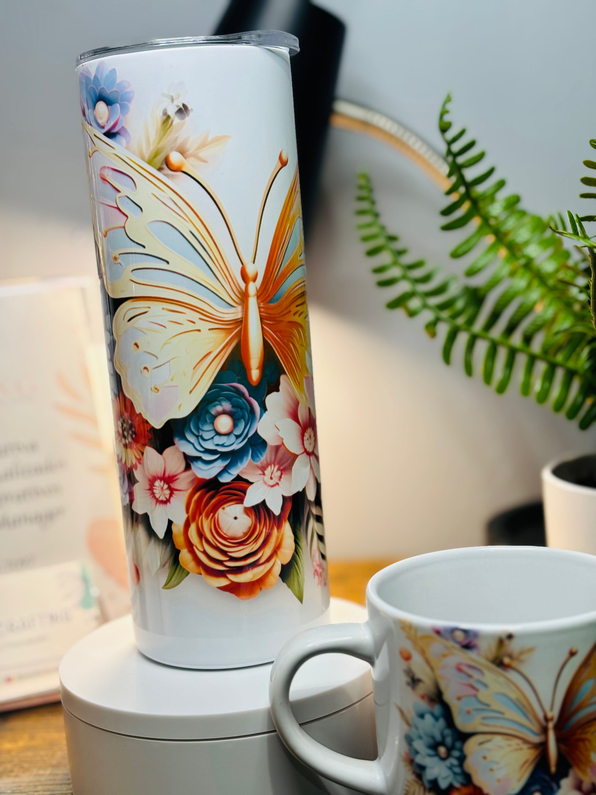 White Mariposa Tumblers