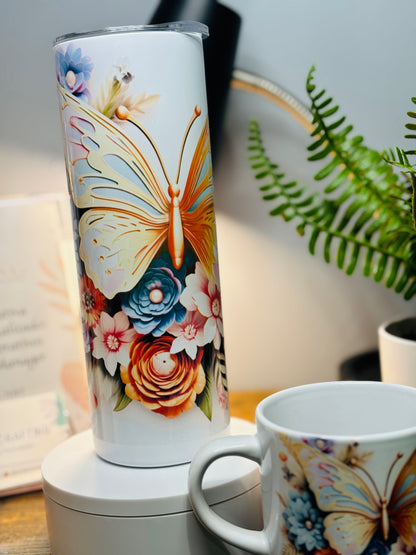 White Mariposa Tumblers