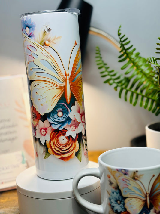 White Mariposa Tumblers